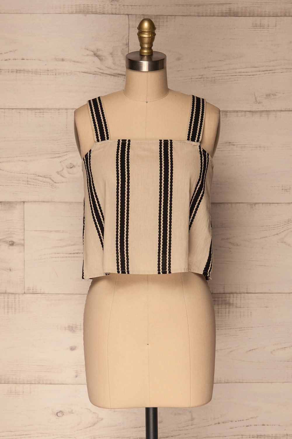 Otric Beige & Black Striped Cropped Camisole | La Petite Garçonne 1