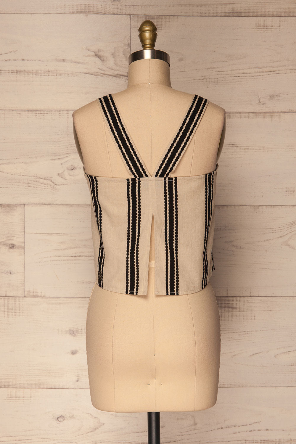 Otric Beige & Black Striped Cropped Camisole | La Petite Garçonne  6