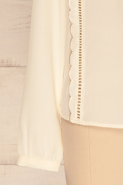 Ottone White Cream Long Sleeved Chiffon Blouse  | La Petite Garçonne 7