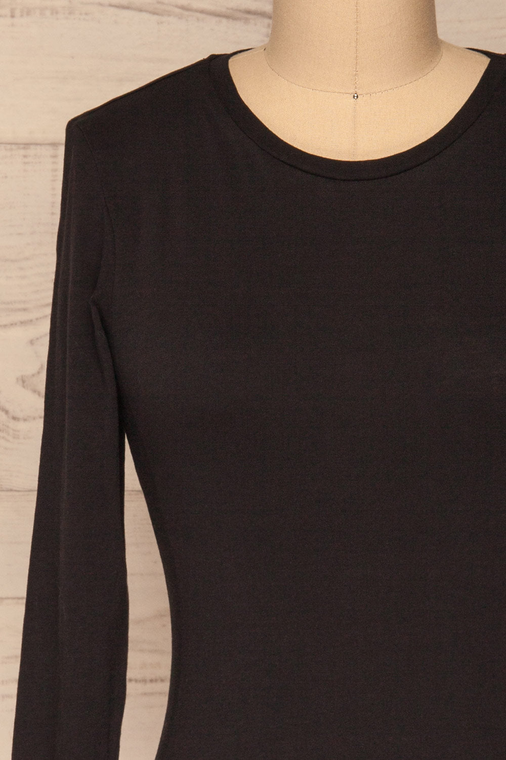 Otwock Black Long Sleeved Top | La Petite Garçonne front close-up