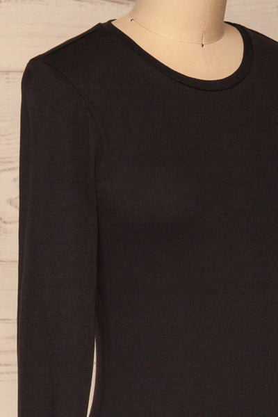 Otwock Black Long Sleeved Top | La Petite Garçonne side close-up