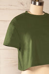 Ovca Green Cropped T-Shirt | La petite garçonne side close up