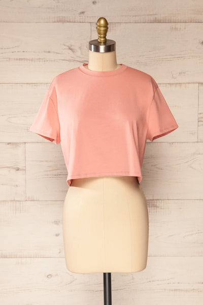 Ovca Pink Cropped T-Shirt | La petite garçonne front view
