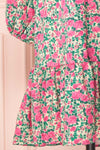 Oxomoco Pink & Green Floral Short Dress | Boutique 1861 skirt