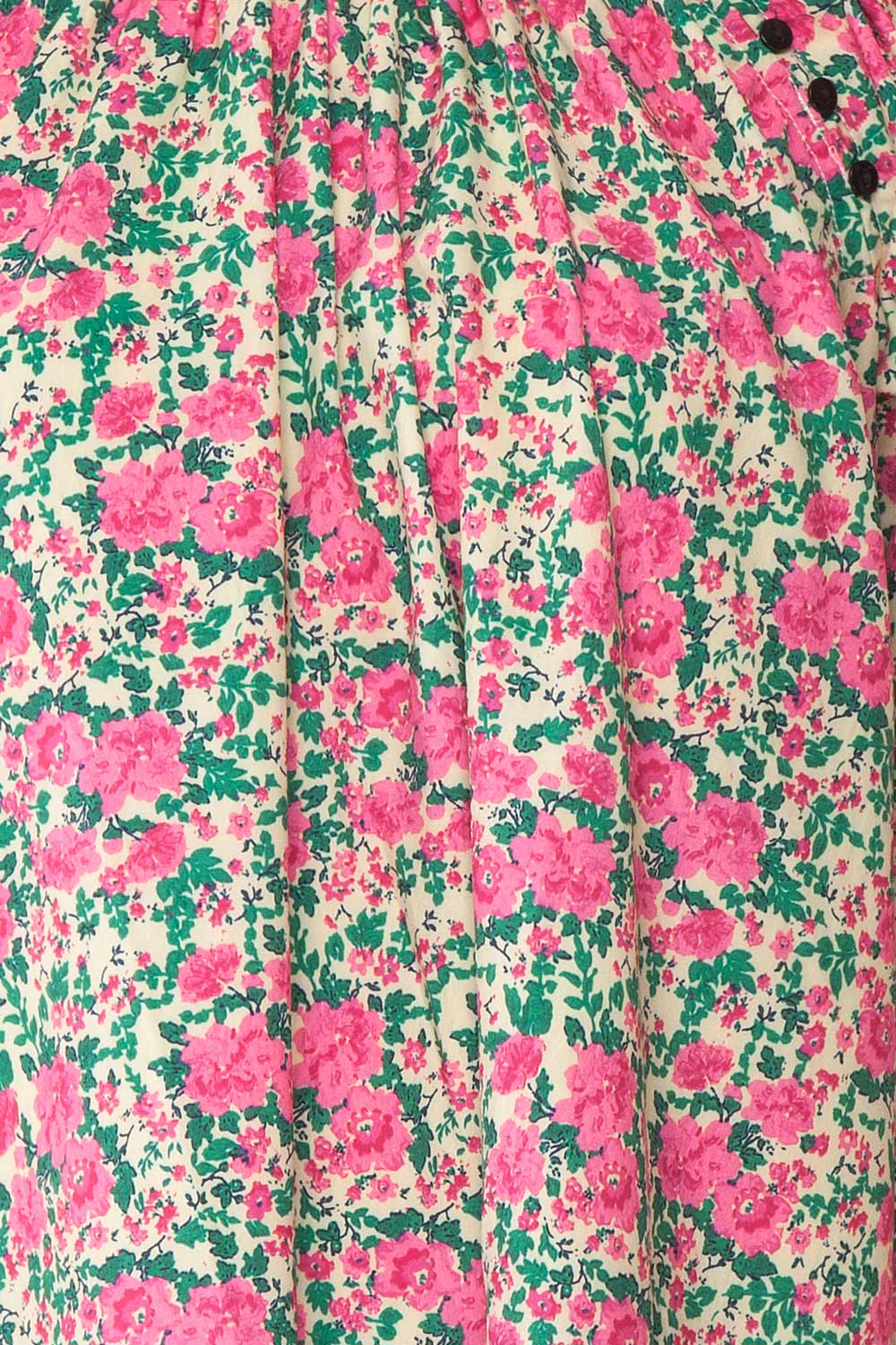Oxomoco Pink & Green Floral Short Dress | Boutique 1861 fabric