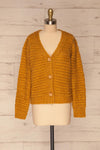 Ozimek Yellow Button-Up Knitted Cardigan | La petite garçonne front view