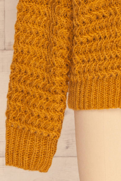 Ozimek Yellow Button-Up Knitted Cardigan | La petite garçonne sleeve
