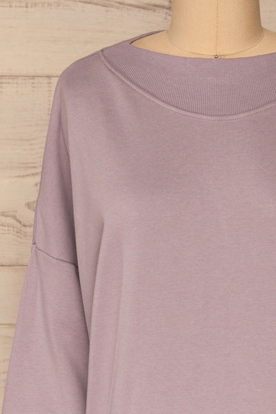 Ozorkow Lilac Long Sleeve Sweatshirt | La petite garçonne front close-up