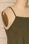 Pabianice Green Cropped Cami w/ Frills | La petite garçonne side close-up