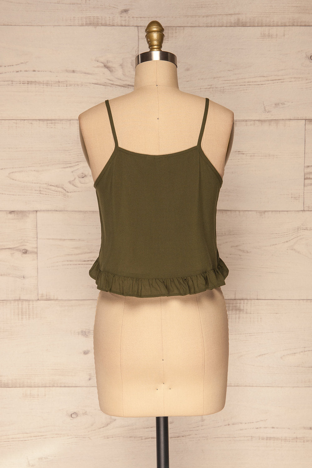 Pabianice Green Cropped Cami w/ Frills | La petite garçonne back view 