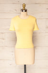 Paczkow Yellow Ribbed Lettuce-Edge T-Shirt | La petite garçonne front view