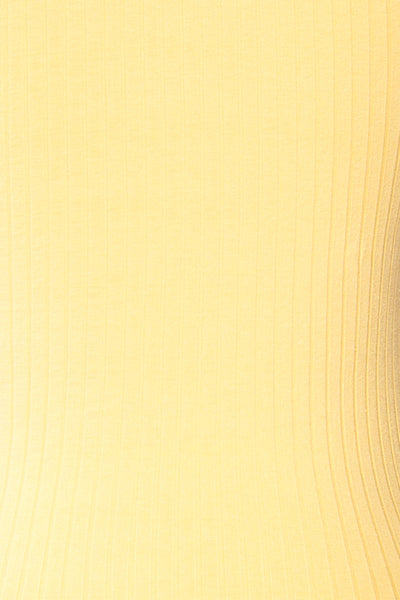 Paczkow Yellow Ribbed Lettuce-Edge T-Shirt | La petite garçonne fabric