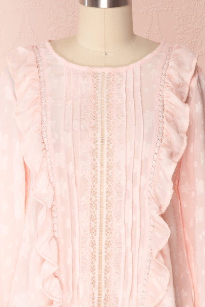 Paget Candy Pink Chiffon & Lace Ruffled Blouse | Boutique 1861 2
