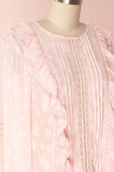 Paget Candy Pink Chiffon & Lace Ruffled Blouse | Boutique 1861 4
