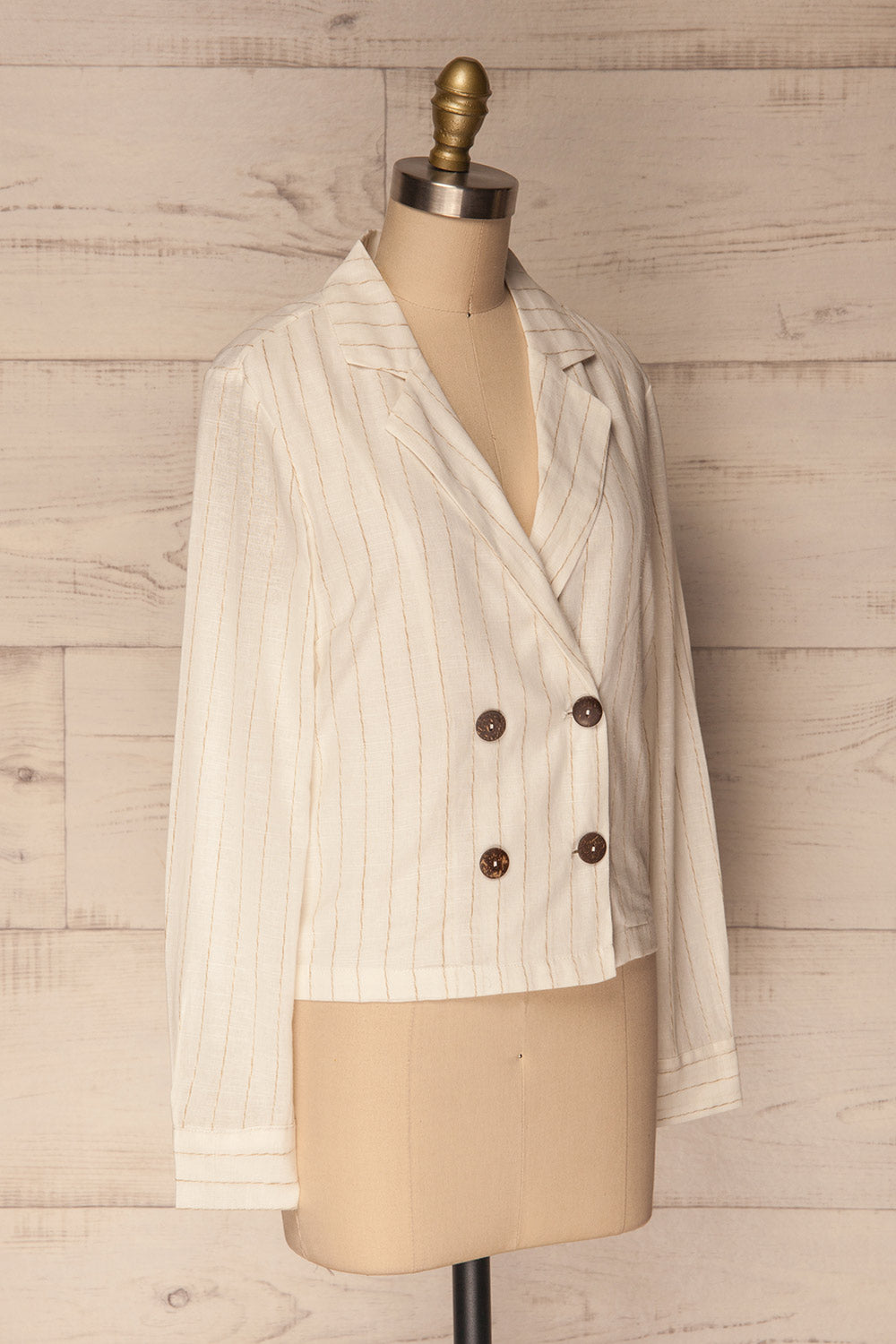 Pakosc White & Beige Striped Classic Blazer | La Petite Garçonne 3