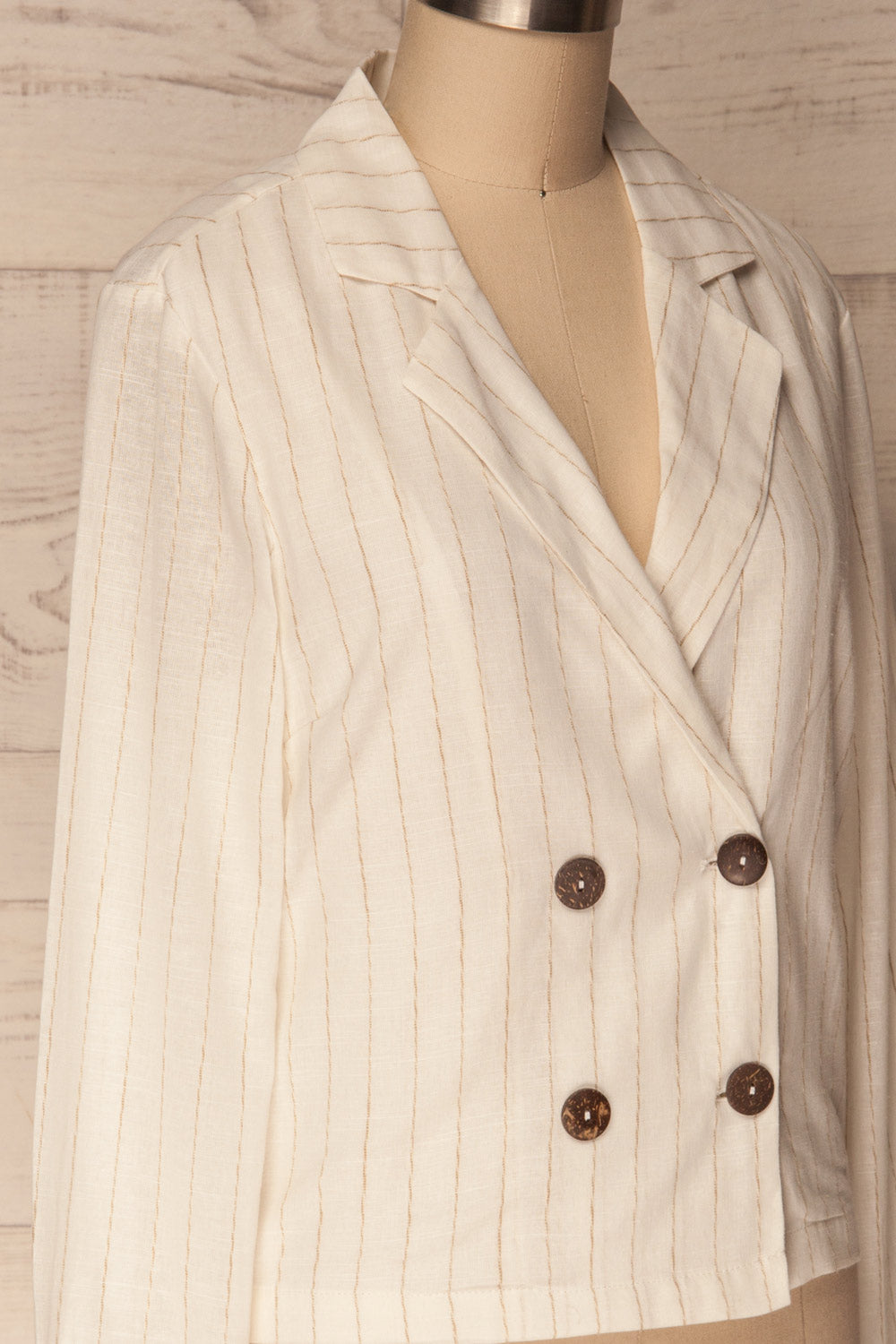 Pakosc White & Beige Striped Classic Blazer | La Petite Garçonne 4