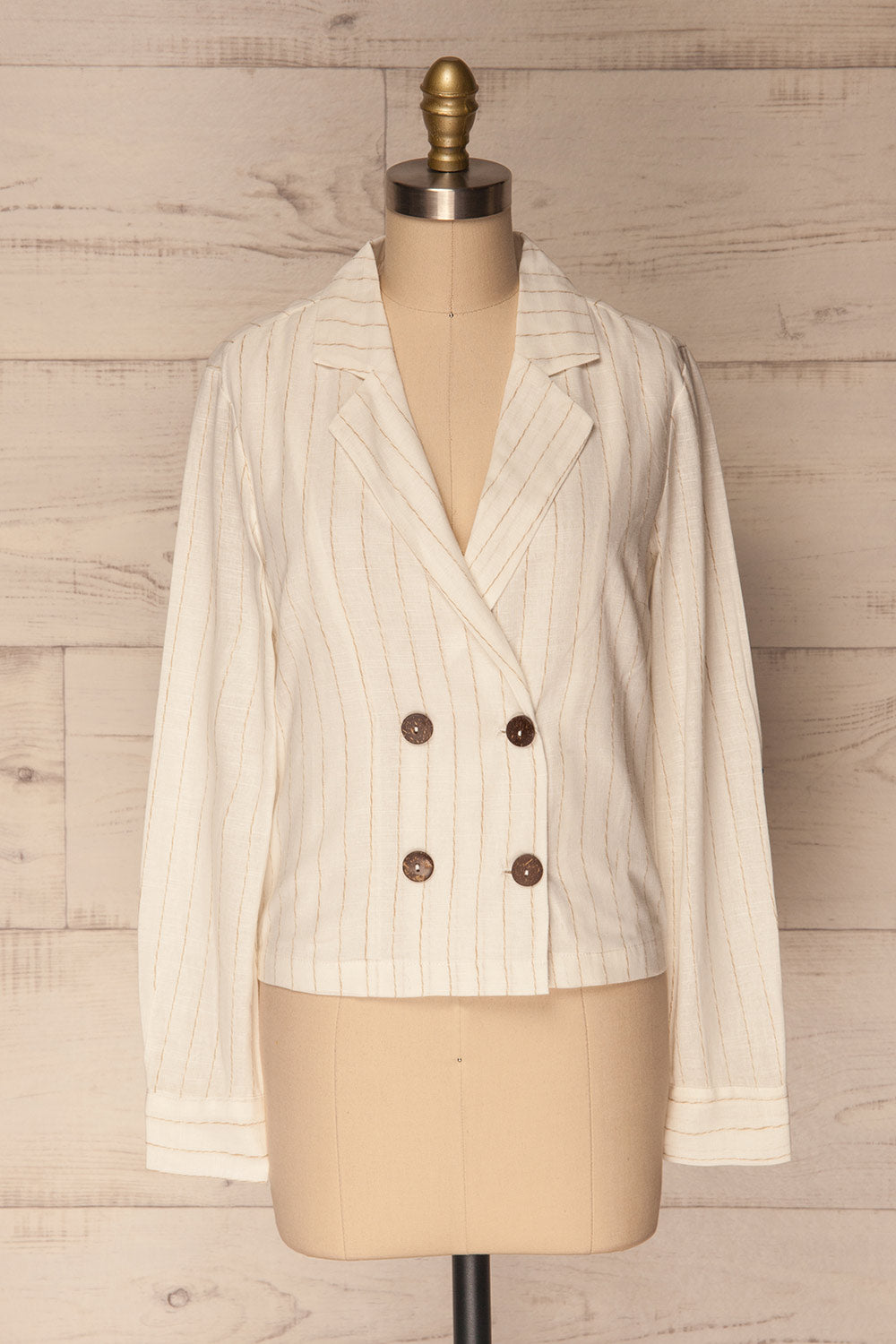 Pakosc White & Beige Striped Classic Blazer | La Petite Garçonne 1