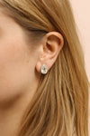 Palina Silver Stud Teardrop Earrings | Boutique 1861 on model