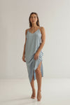 Palmi | Blue V-Neck Midi Slip Dress Photoshoot