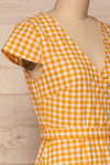 Pampelune Yellow & White Midi Wrap Dress | La petite garçonne side close-up