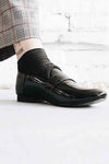 Papeete Black Dress Loafers with Buckles on model close-up | La Petite Garçonne Chpt. 2 11