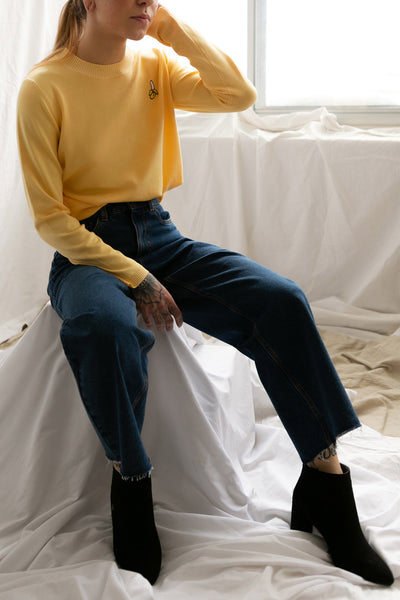 Bananah Yellow Embroidered Knit Sweater | La Petite Garçonne 2