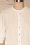 Paoline White Short Sleeve Blouse | La petite garçonne front close up