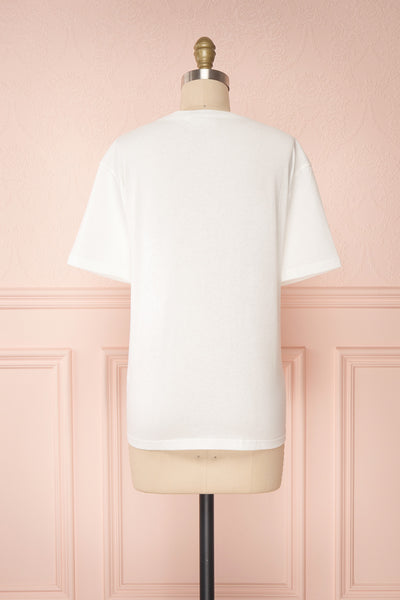 Parielle White T-Shirt w/ Center Print | Boutique 1861 back view
