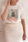 Parielle White T-Shirt w/ Center Print | Boutique 1861 on model