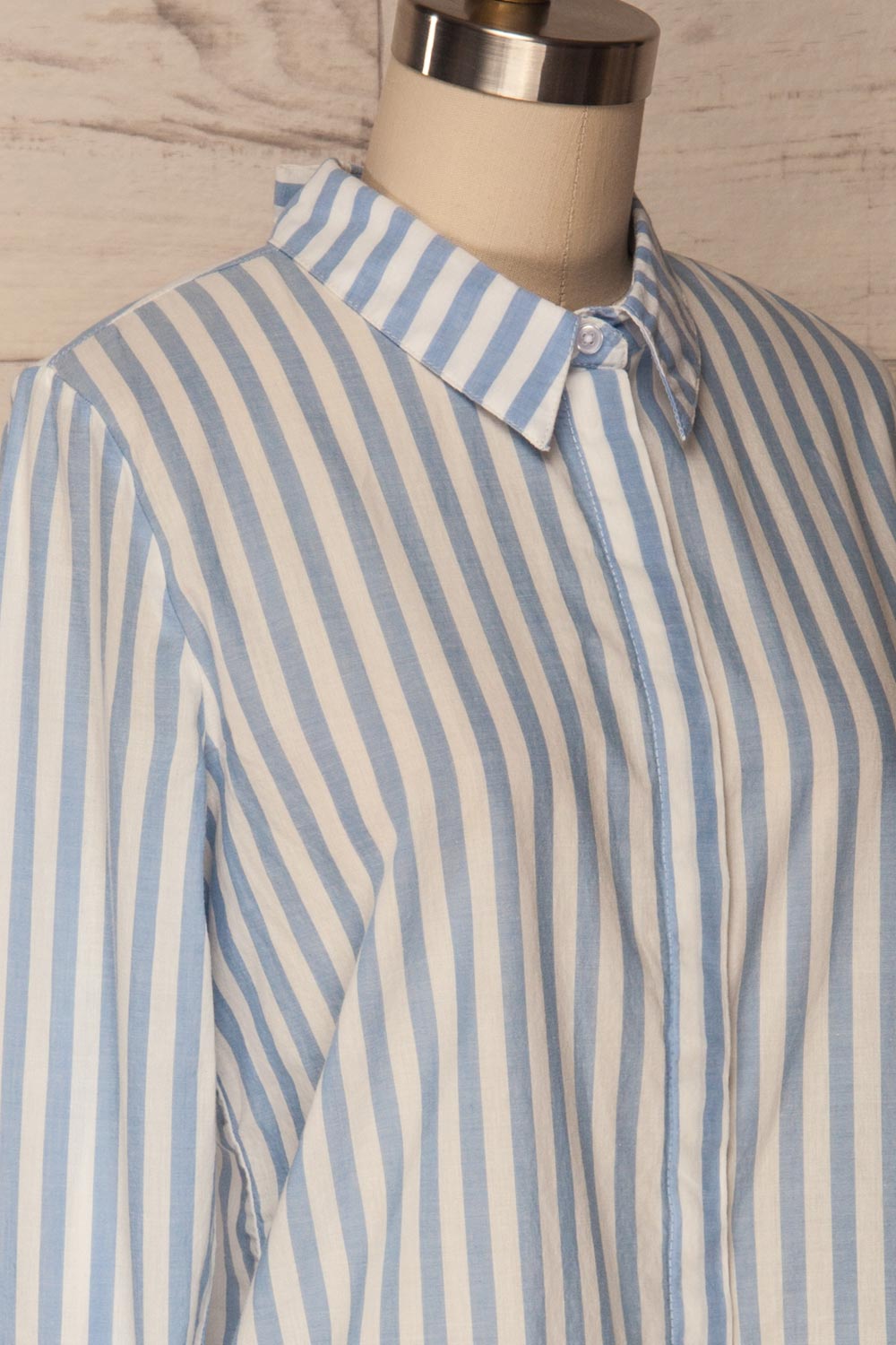 Paros Topaz Light Blue & White Striped Blouse | La Petite Garçonne