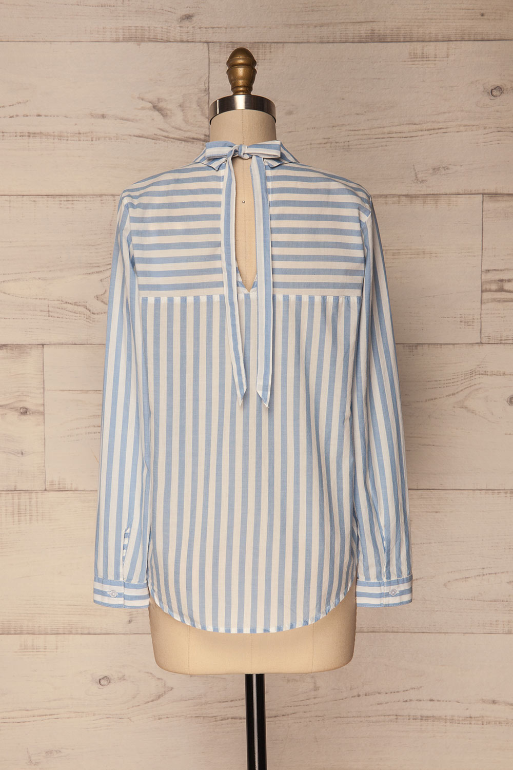 Paros Topaz Light Blue & White Striped Blouse | La Petite Garçonne