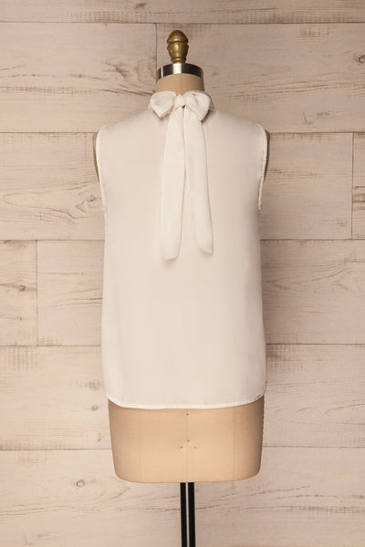 Pajara White Sleeveless Silky Top with Bow | La Petite Garçonne 5