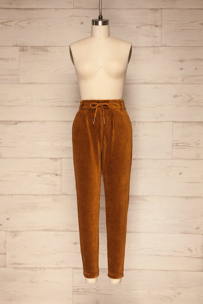 Pasio Chestnut Brown Corduroy Pants | La Petite Garçonne front view