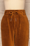 Pasio Chestnut Brown Corduroy Pants | La Petite Garçonne front close-up