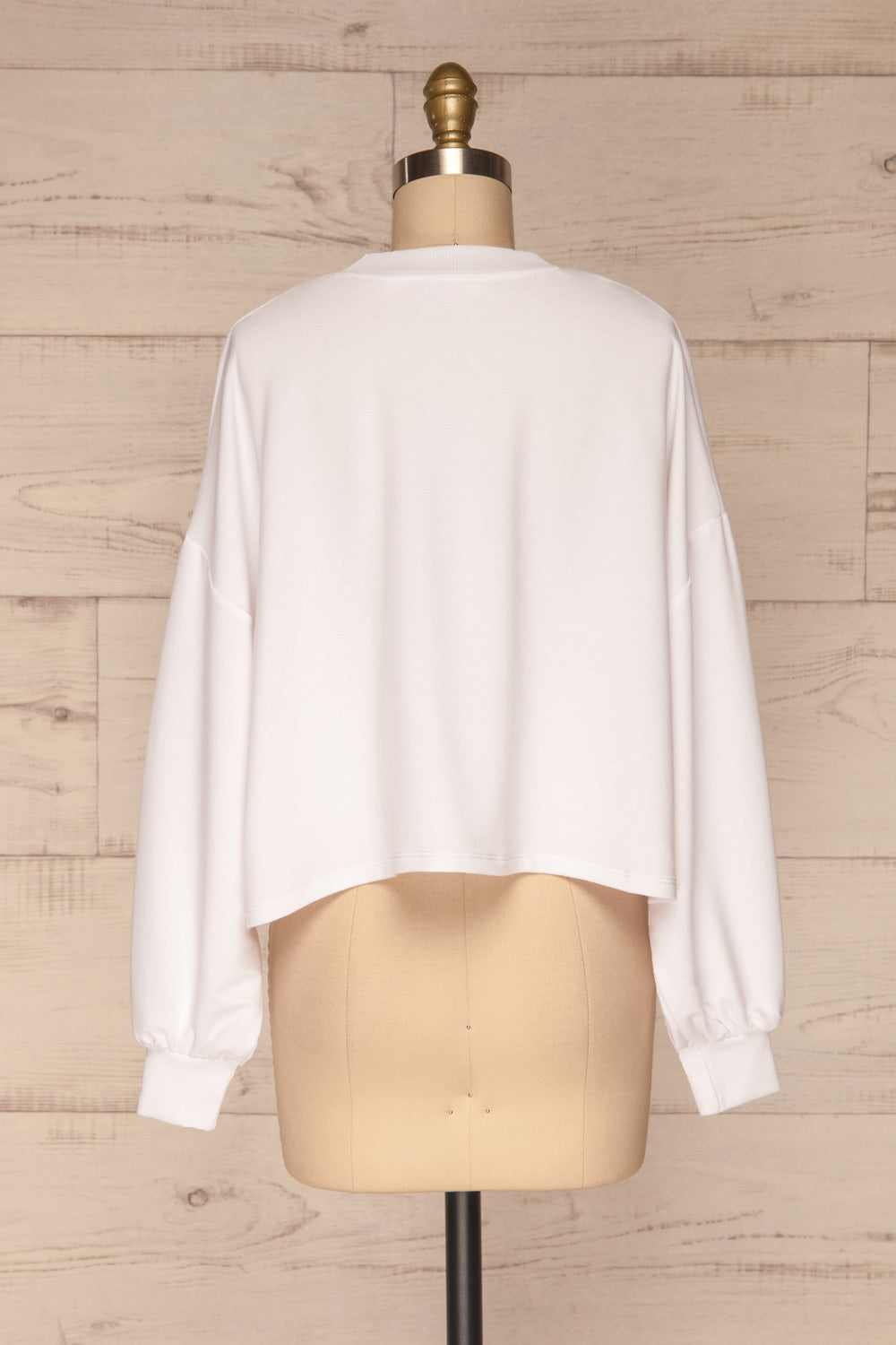 Pasklek White Long Sleeve Crop Top | La petite garçonne back view