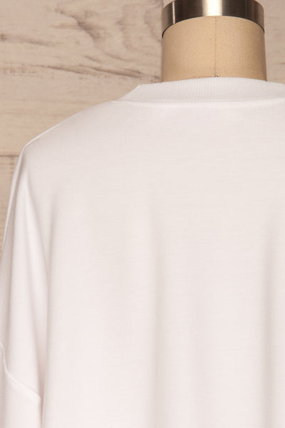 Pasklek White Long Sleeve Crop Top | La petite garçonne back close up