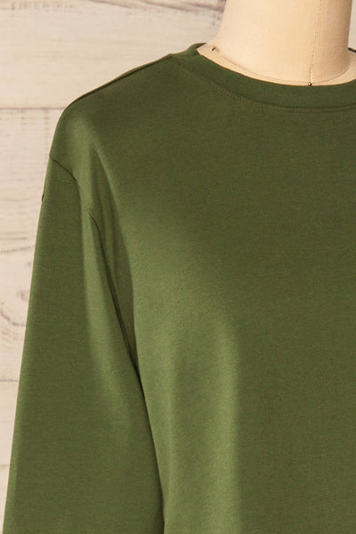 Pato Green Long Sleeve Crop Top | La petite garçonne side close-up