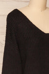 Patras Black V-Neck Knitted Sweater | La petite garçonne side close-up