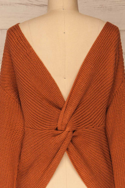 Patras Clay V-Neck Knitted Sweater | La petite garçonne back close-up