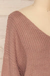 Patras Mauve V-Neck Knitted Sweater | La petite garçonne side close-up