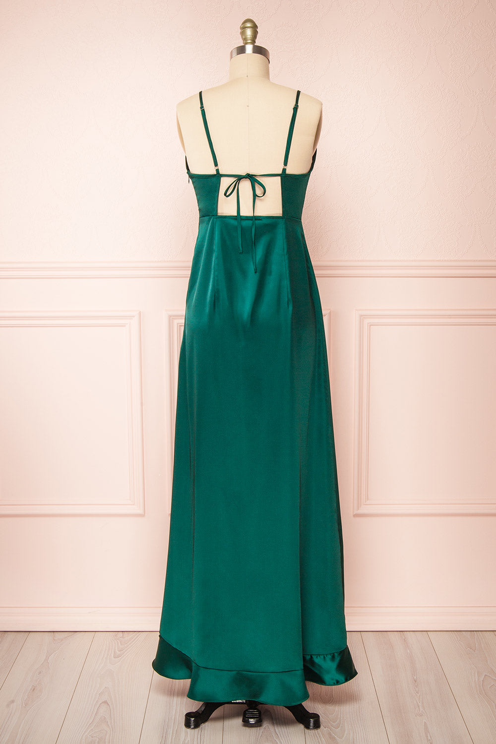 Patricia Green Dress w/ Ruffles | Boutique 1861 back vire