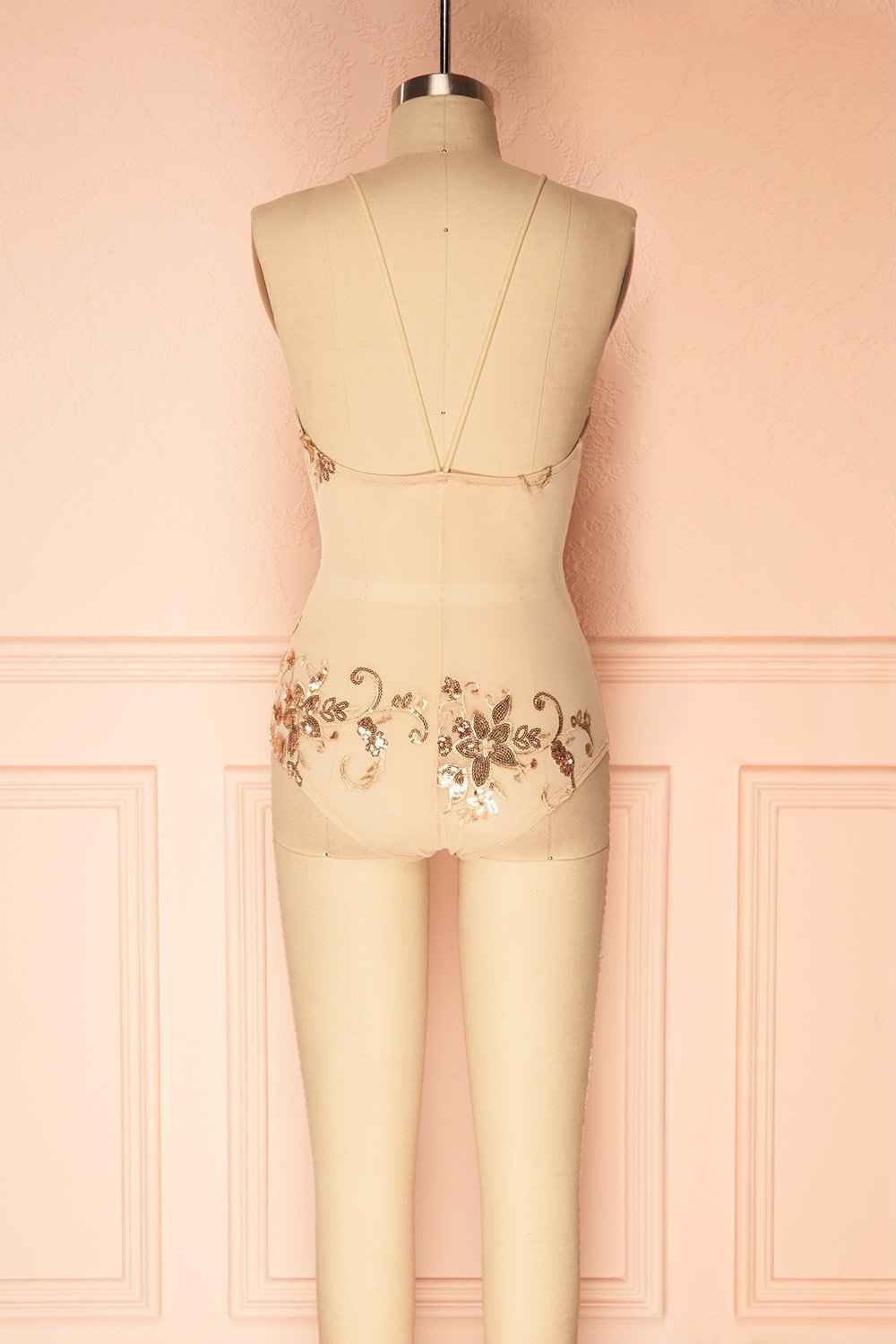 Patti Rose Gold Sequins Mesh Bodysuit | Boudoir 1861