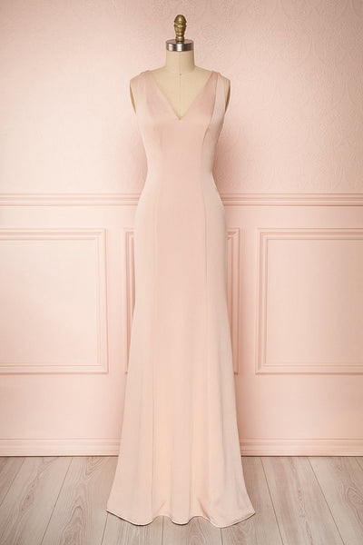Pauahi Beige Pink & Black Mermaid Gown | Boutique 1861 front view