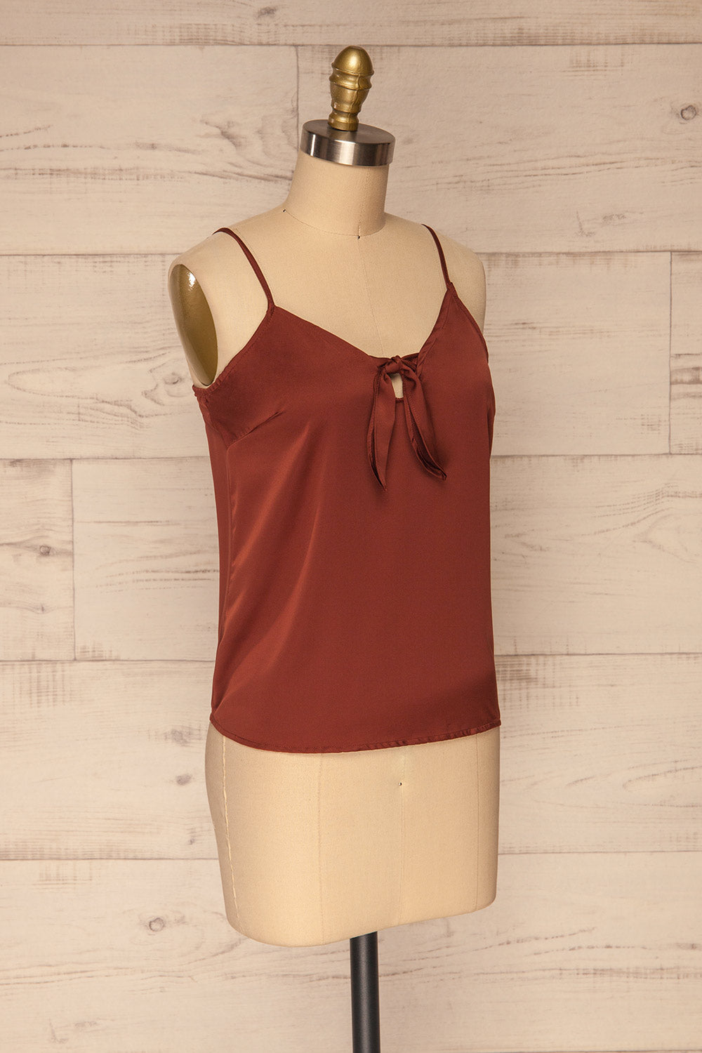 Paularo Chestnut Tank Top w/ Bow | La petite garçonne side view 