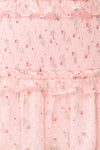 Paulina Pink Floral Short Dress w/ Frills | Boutique 1861 fabric