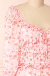 Payton Pink Patterned Short Chiffon Dress | Boutique 1861 side close-up