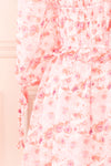 Payton Pink Patterned Short Chiffon Dress | Boutique 1861 sleeve
