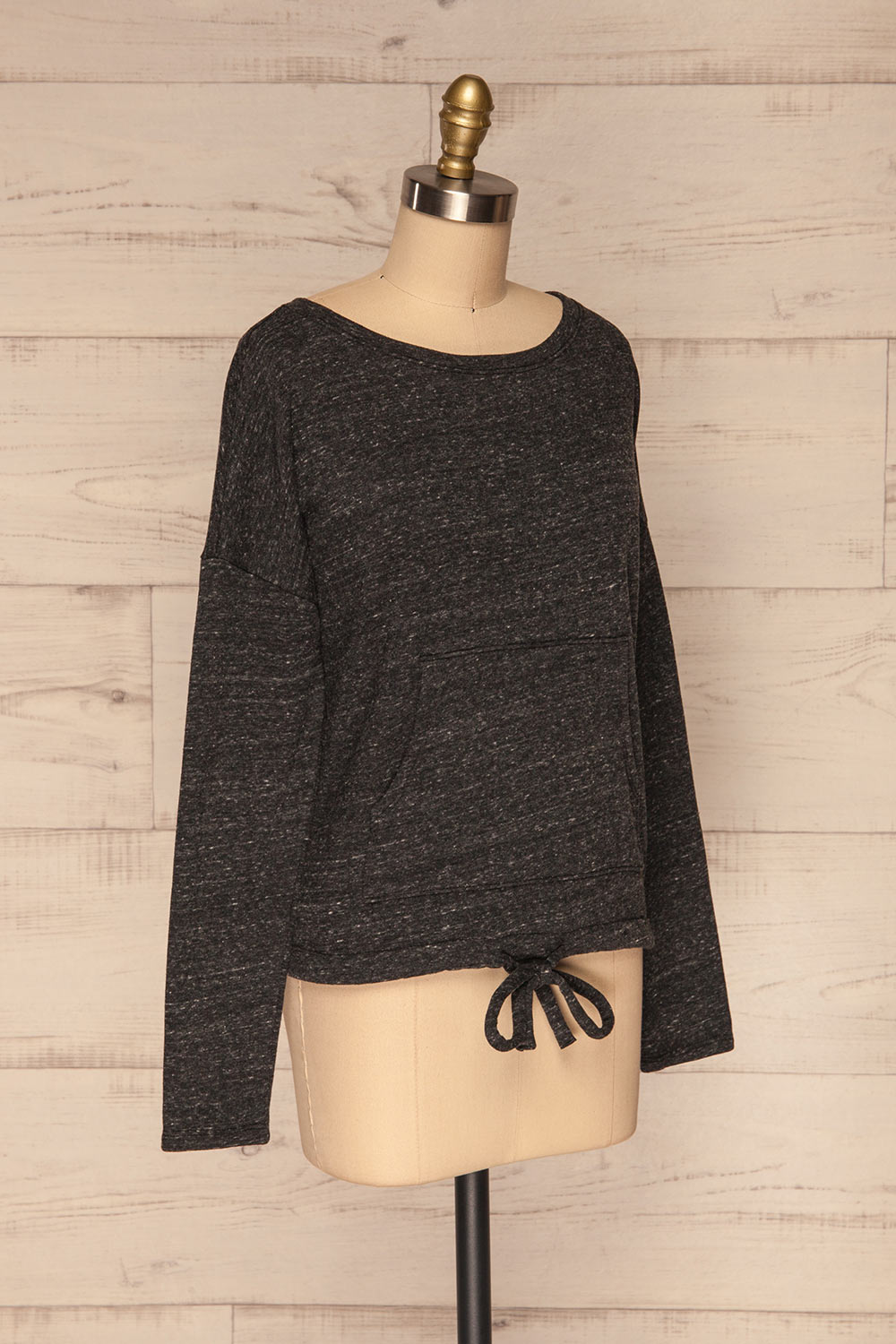 Pecani Grey Long Sleeved Top | Chandail | La Petite Garçonne side view 