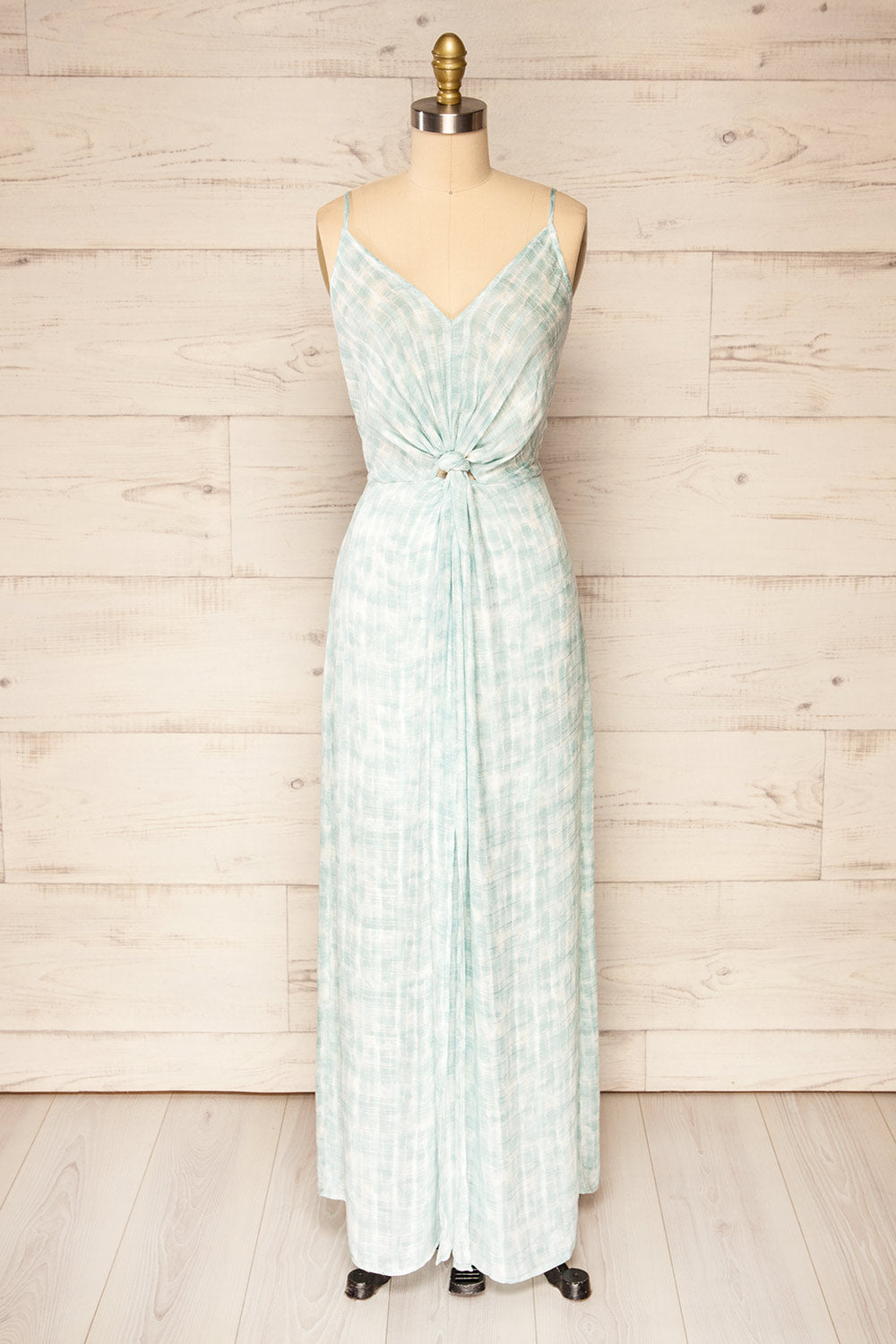 Pecs Blue Tie Dye Maxi Dress With Slit | La petite garçonne front view 