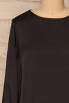 Pelplin Black Long Sleeve Silky Blouse | La petite garçonne  front close-up
